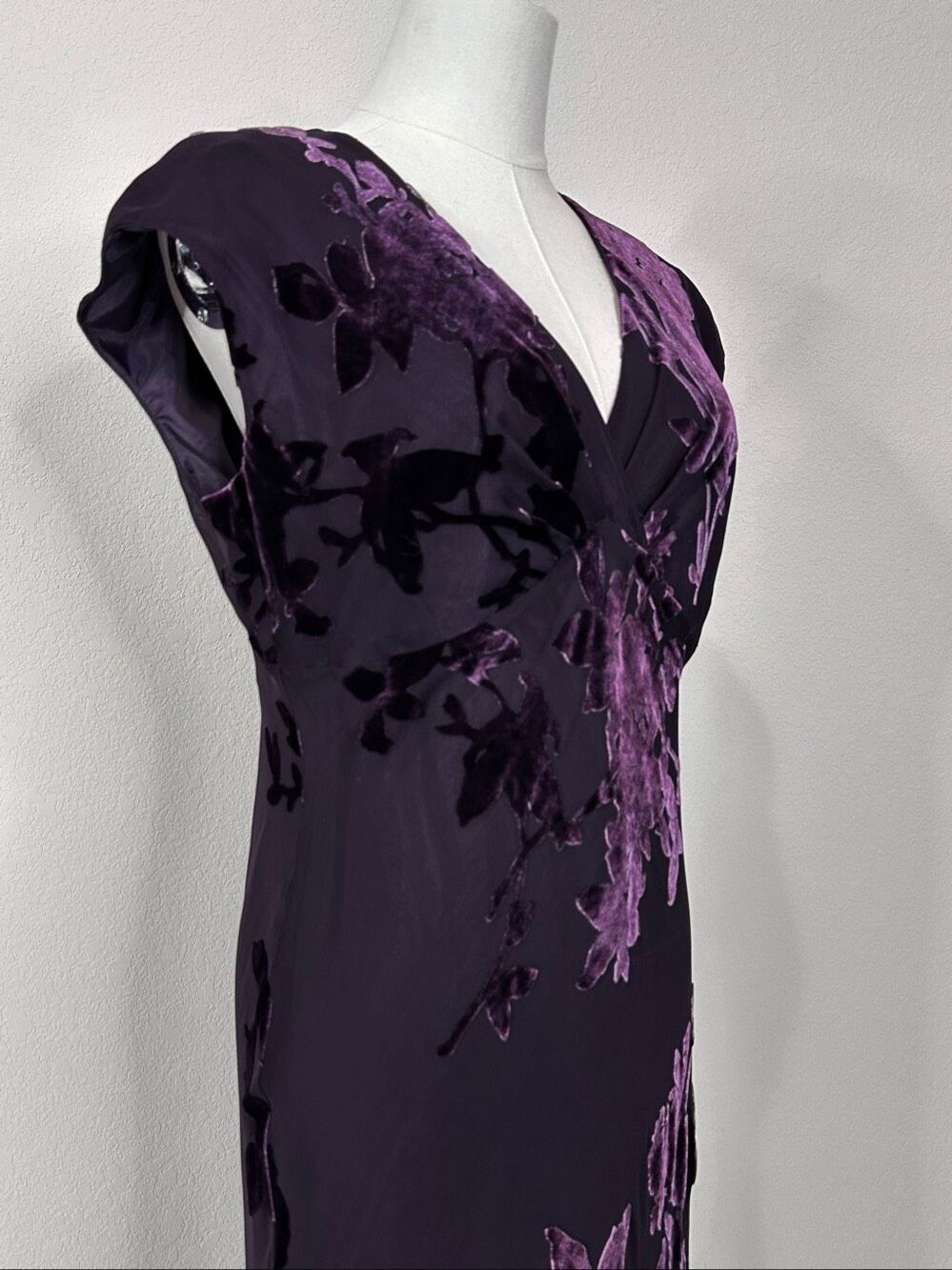 Vintage Jones New York Purple Silk Burnout Velvet Maxi Dress 10 Whimsigoth 90s - Picture 6 of 12